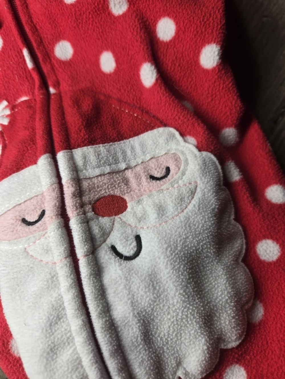Carter's Red and White Polka Dot Santa Fleece Footie Footed Pajamas PJS Size 2T